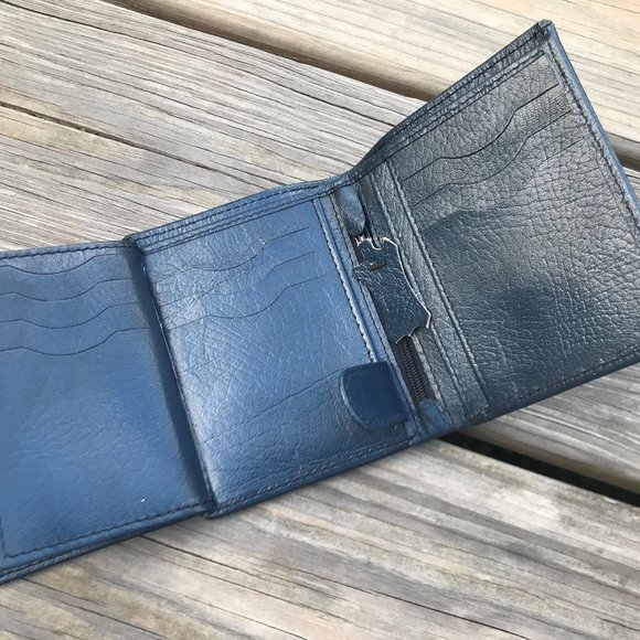 Blue Wallet Handmade Men Card Holder Purse Leather - Picture 6 of 12